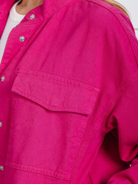 WOMEN'S LONG SLEEVE BUTTON CLOSURE FRONT POCKETS DENIM JACKET