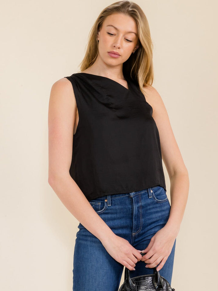 WOMEN'S SLEEVELESS COWL NECK TANK TOP