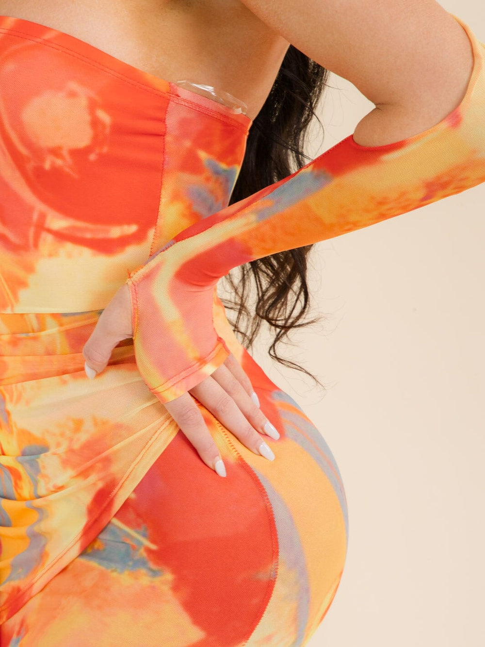 WOMEN'S SLEEVELESS BODYCON MULTI PRINT TUBE MIDI DRESS