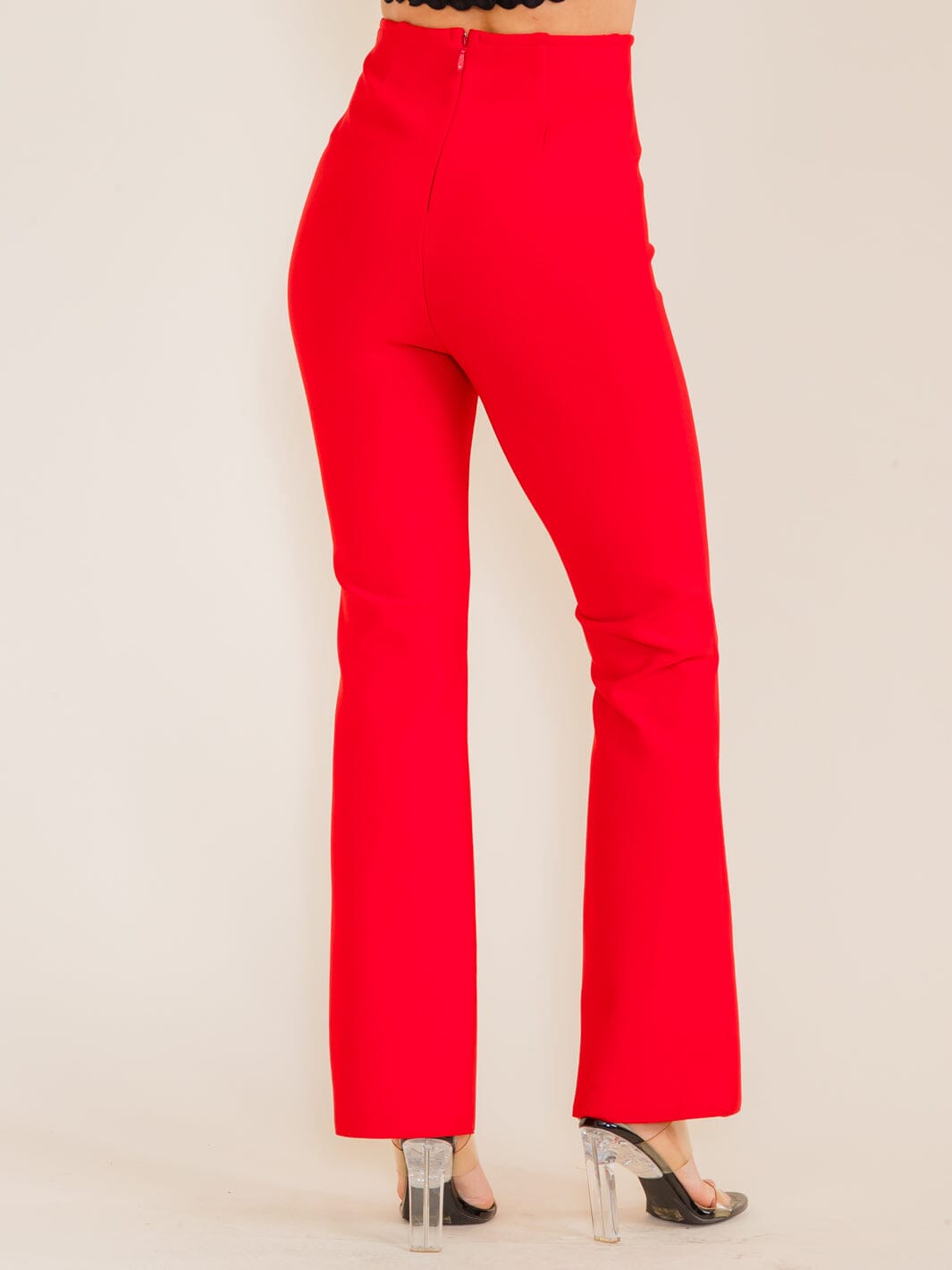 WOMEN'S ZIPPER CLOSURE BANDAGE BELL LEG PANTS