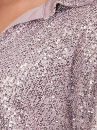 WOMEN'S SLEEVELESS BRALETTE & LONG SLEEVE BUTTON UP SEQUINS BLOUSE 2PC SET