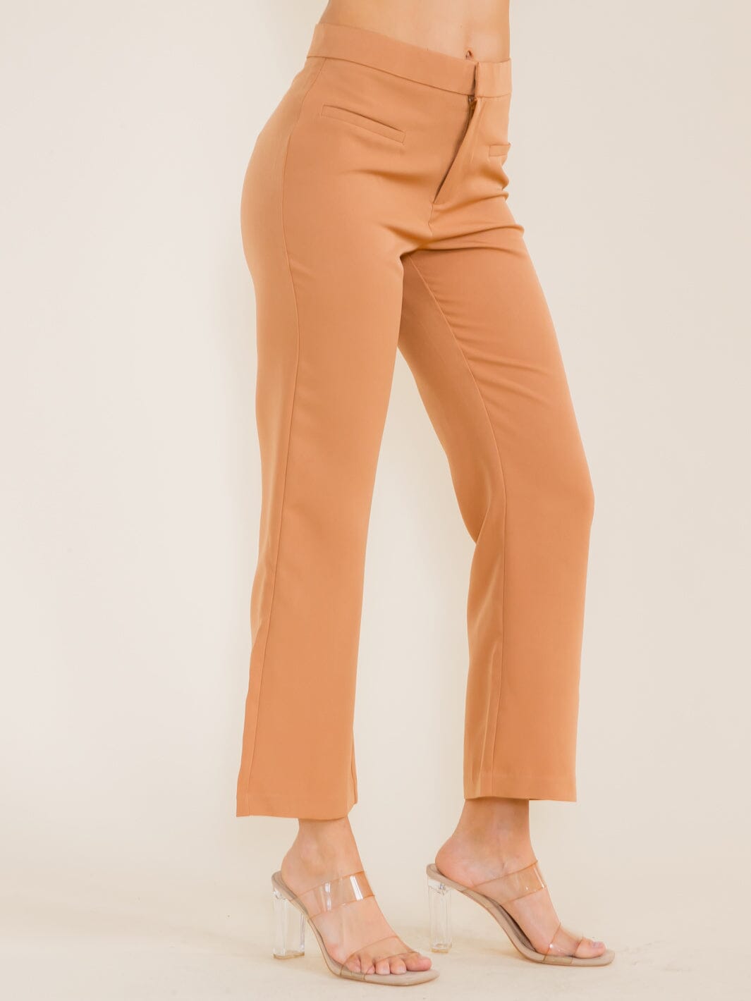 WOMEN'S BUTTON CLOSURE BELL LEG PANTS