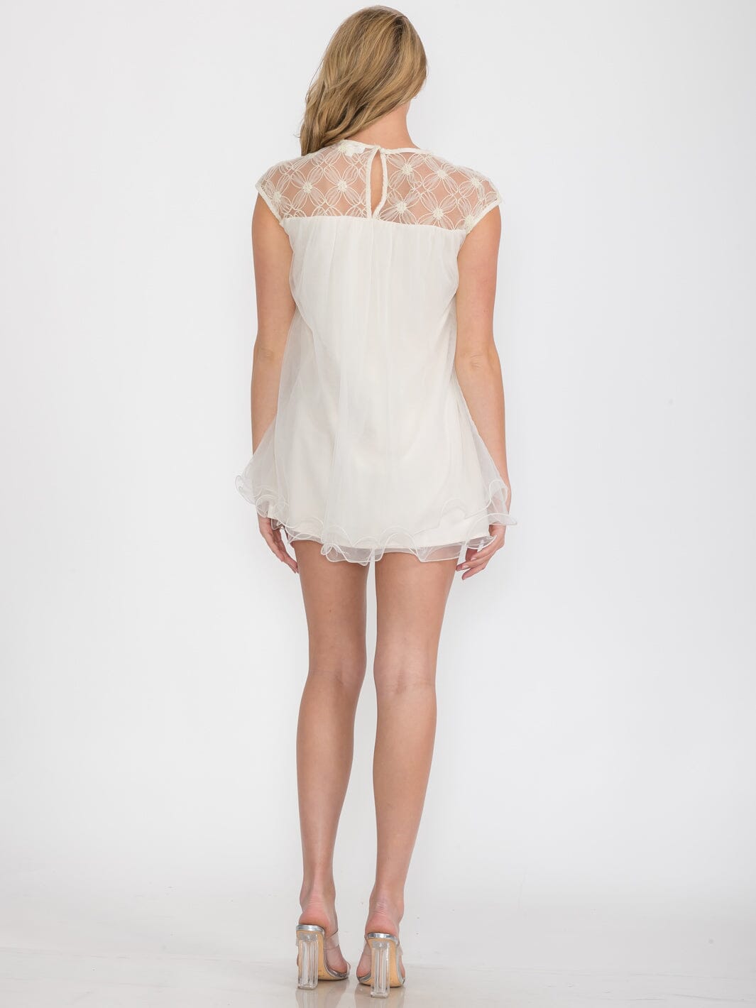 WOMEN'S SLEEVELESS LACE TUNIC BABYDOLL MINI DRESS