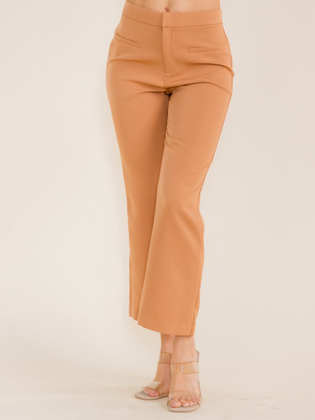 WOMEN'S BUTTON CLOSURE BELL LEG PANTS