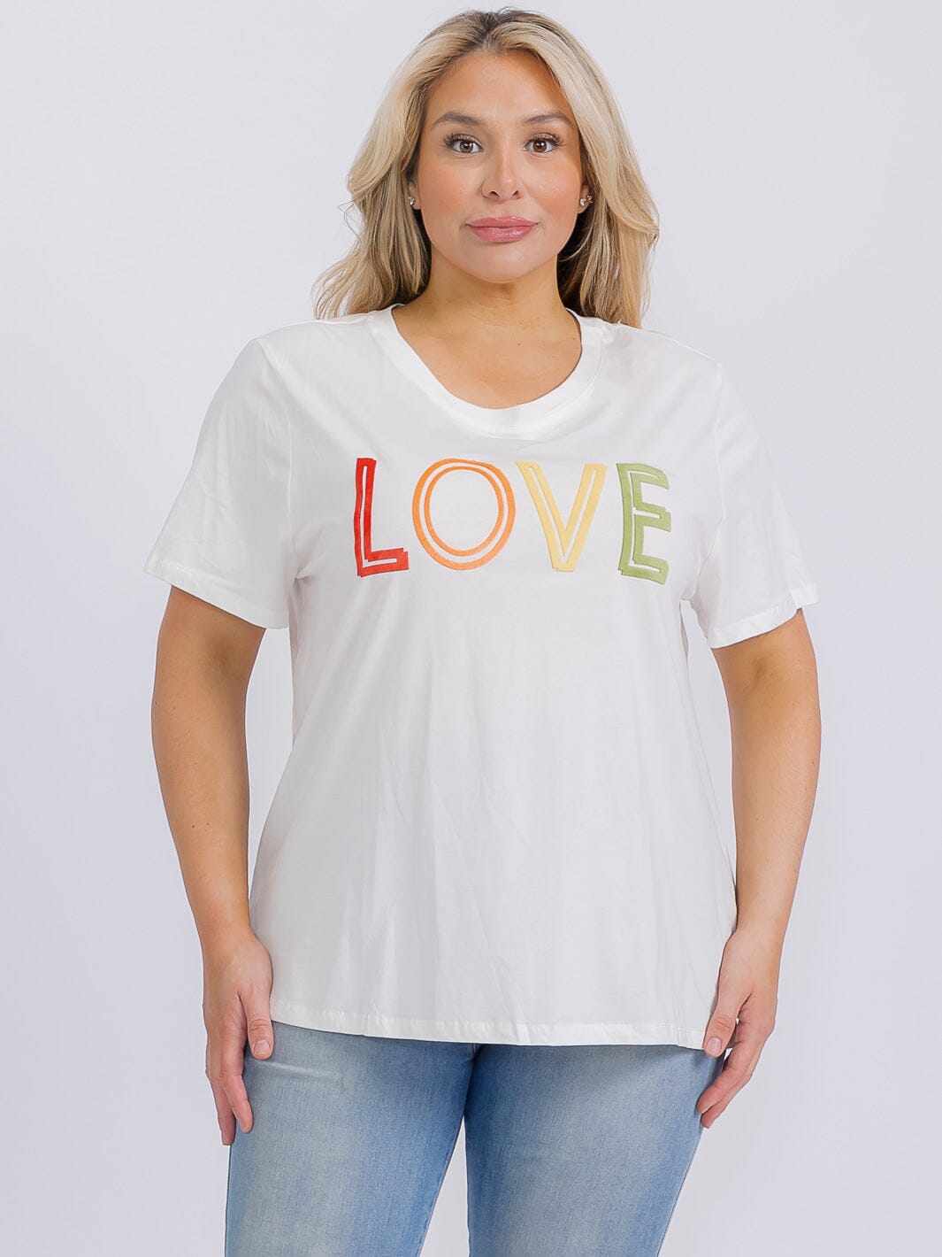 PLUS SIZE SHORT SLEEVE GRAPHIC TOP LOVE