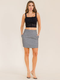 WOMEN'S ZIPPER CLOSURE FRONT POCKETS MINI SKIRT