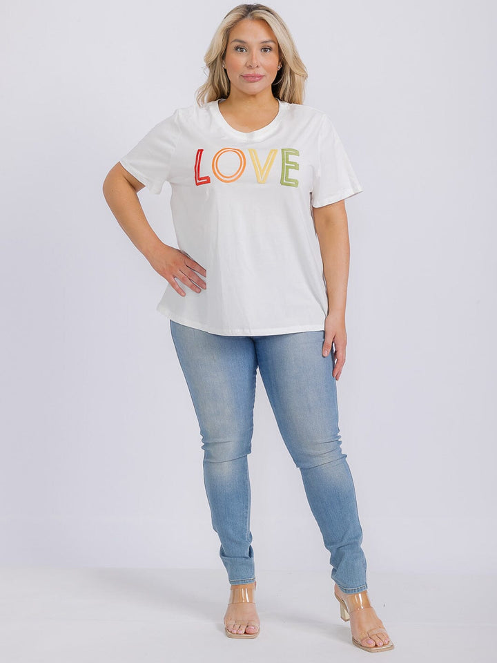 PLUS SIZE SHORT SLEEVE GRAPHIC TOP LOVE