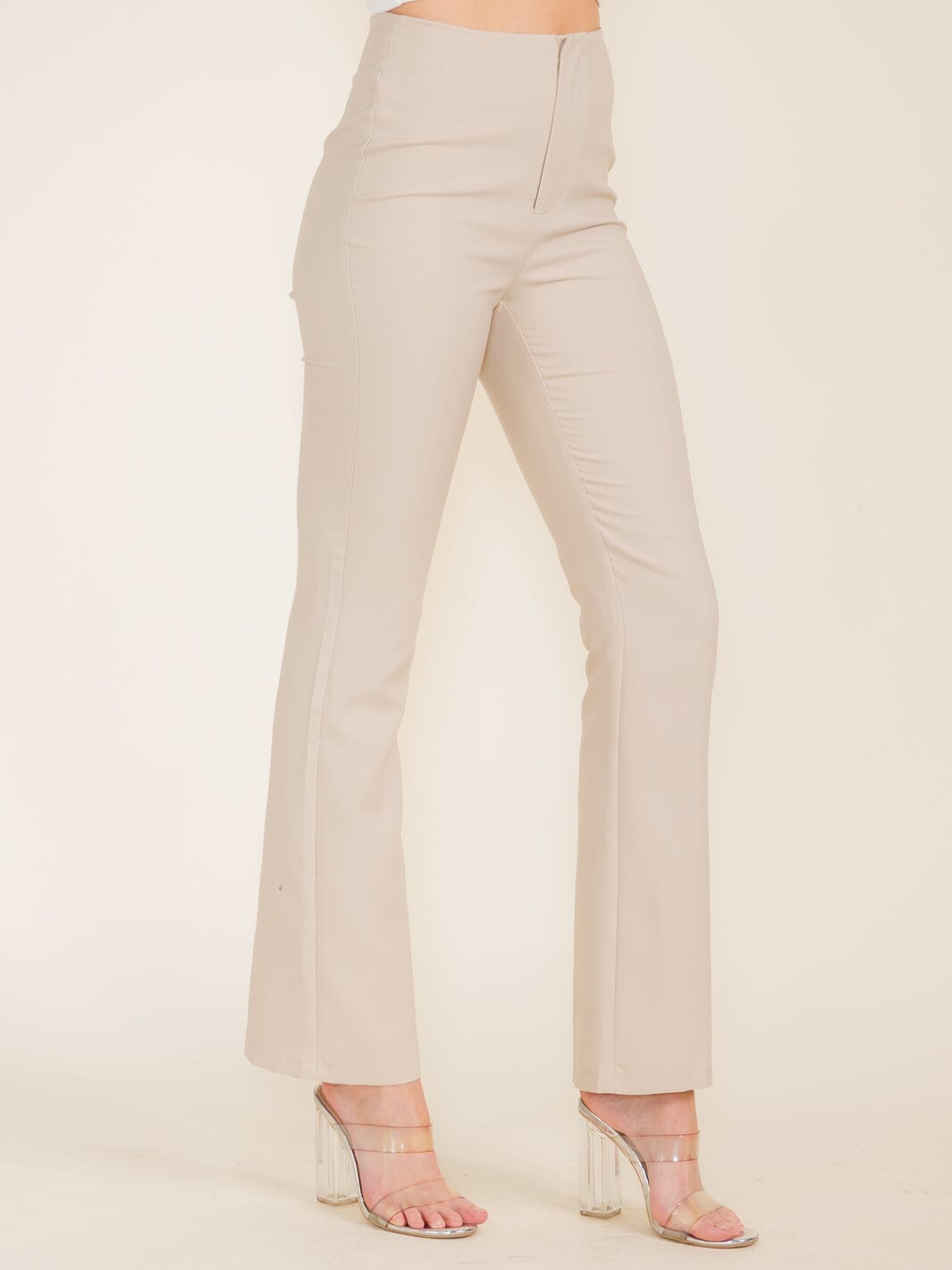 WOMEN'S ZIPPER CLOSURE WIDE LEG PANTS