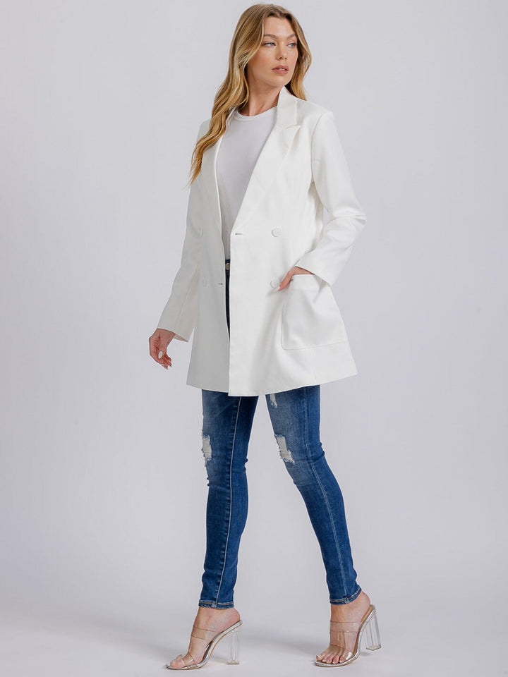 WOMEN'S LONG SLEEVE BUTTON CLOSURE FRONT POCKETS BLAZER