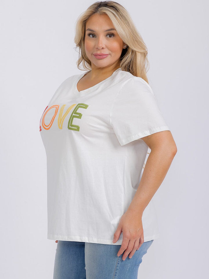 PLUS SIZE SHORT SLEEVE GRAPHIC TOP LOVE