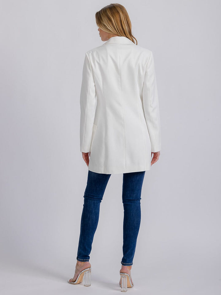 WOMEN'S LONG SLEEVE BUTTON CLOSURE FRONT POCKETS BLAZER