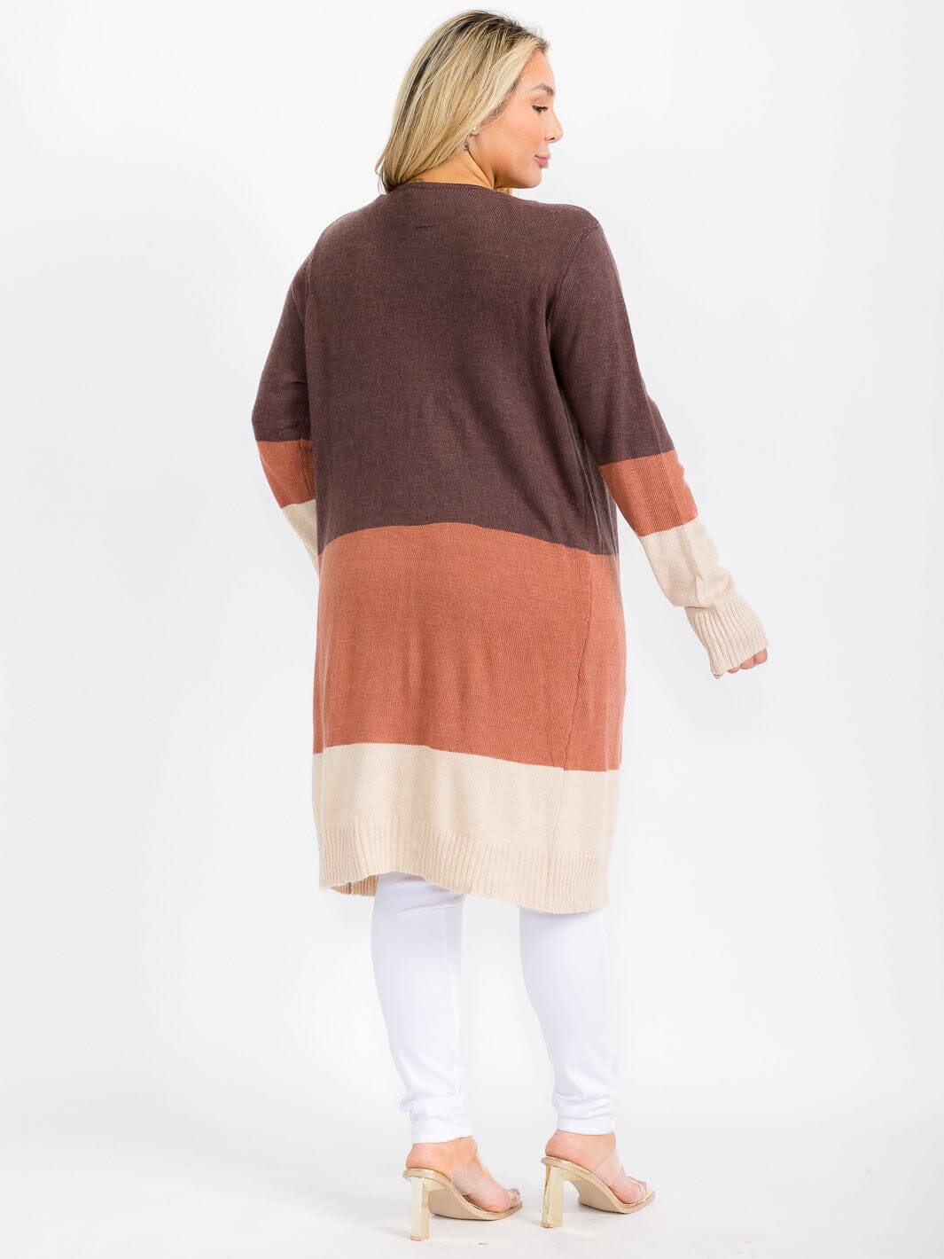 PLUS SIZE LONG SLEEVE OPEN FRONT CARDIGAN