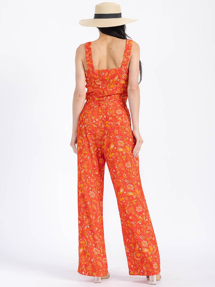 WOMEN'S SLEEVELESS TANK TOP & ELASTIC WAIST PANTS FLORAL 2PC. SET