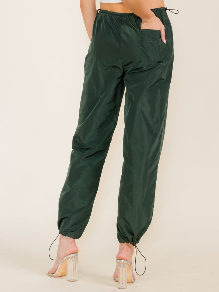 WOMEN'S ELASTIC WAIST POCKETS JOGGER PANTS