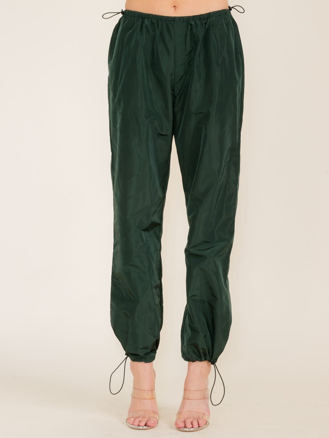 WOMEN'S ELASTIC WAIST POCKETS JOGGER PANTS