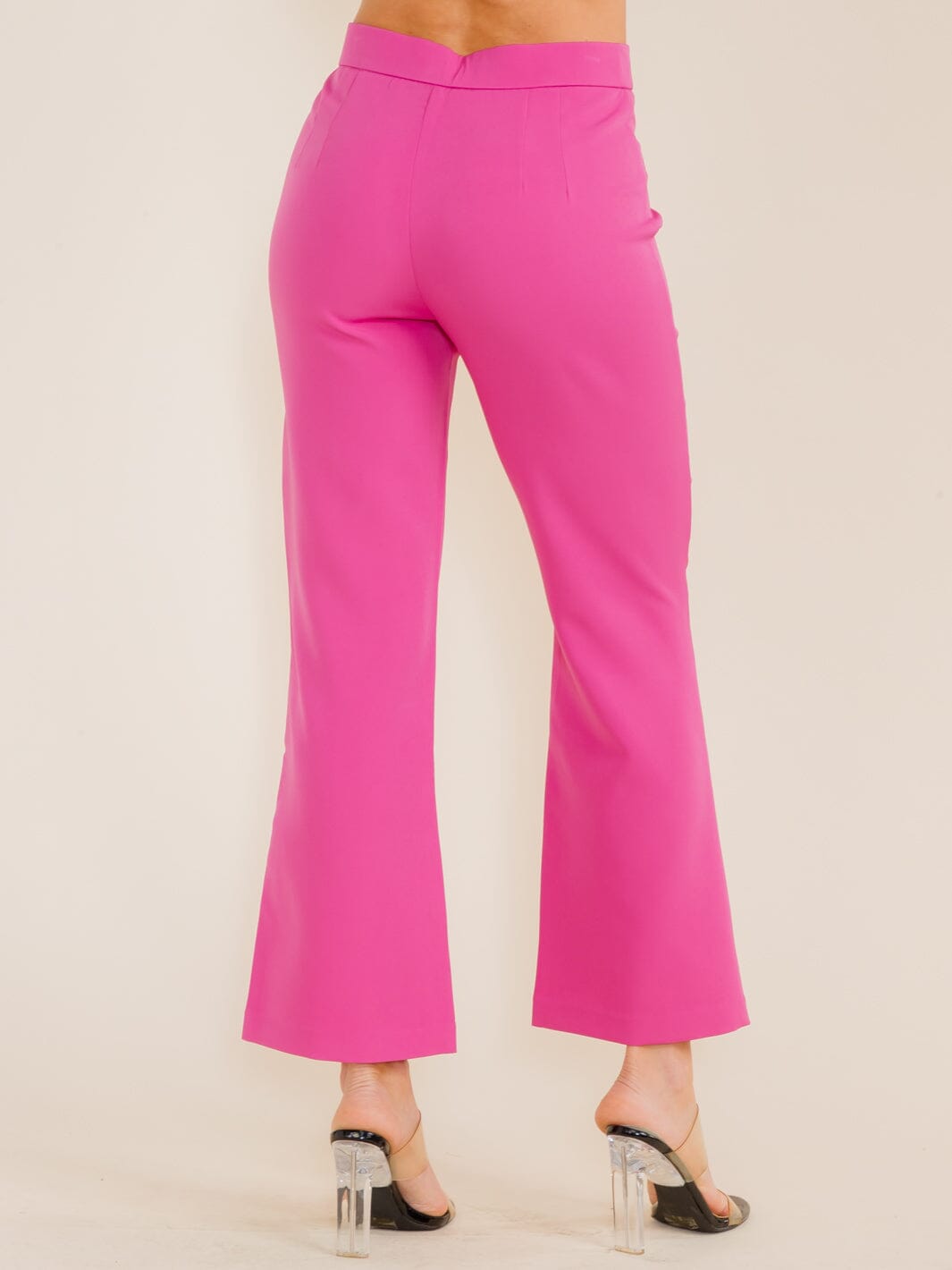 WOMEN'S BUTTON CLOSURE BELL LEG PANTS