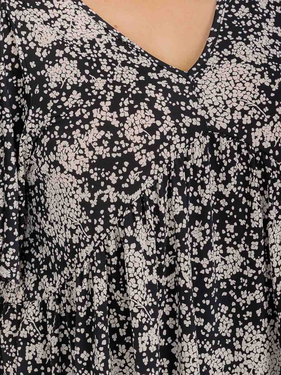 PLUS SIZE SHORT SLEEVE V-NECK FLORAL PRINT BLOUSE
