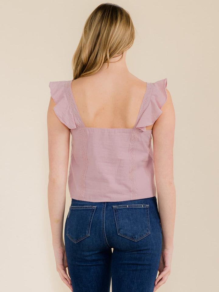 WOMEN'S SLEEVELESS RUFFLE TANK TOP