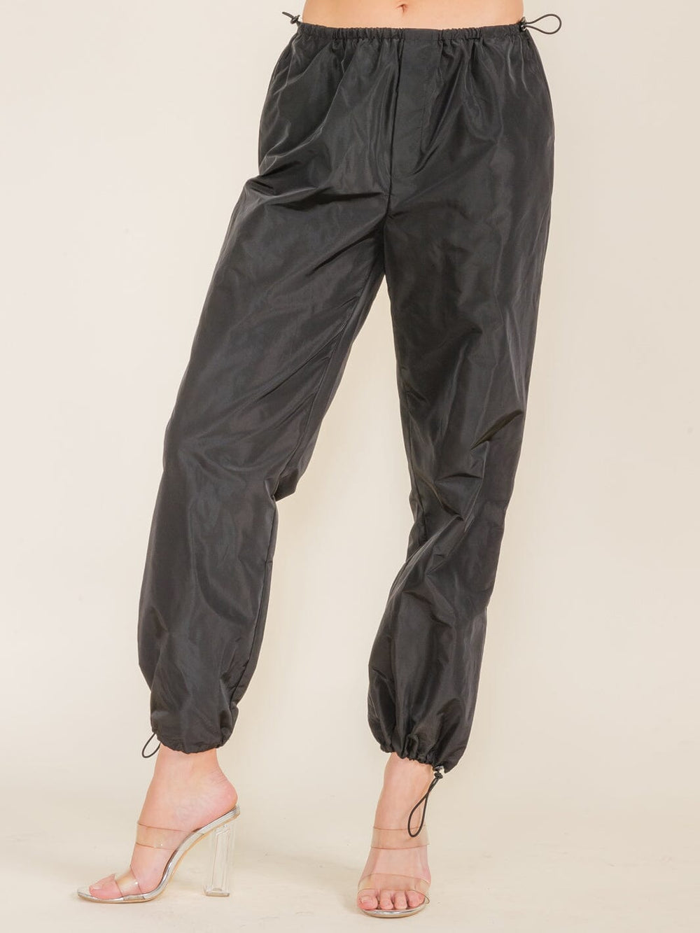 WOMEN'S ELASTIC WAIST POCKETS JOGGER PANTS