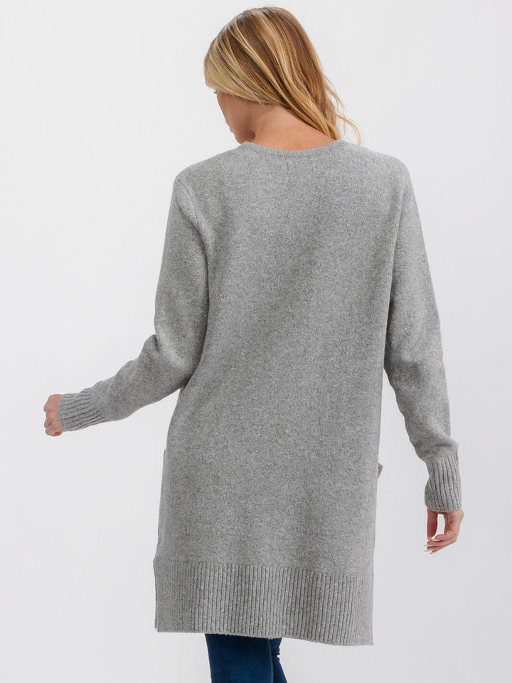 WOMEN'S LONG SLEEVE OPEN FRONT POCKETS CARDIGAN