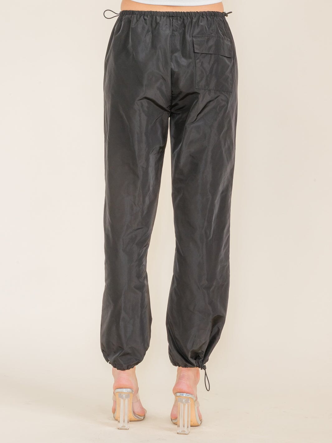 WOMEN'S ELASTIC WAIST POCKETS JOGGER PANTS