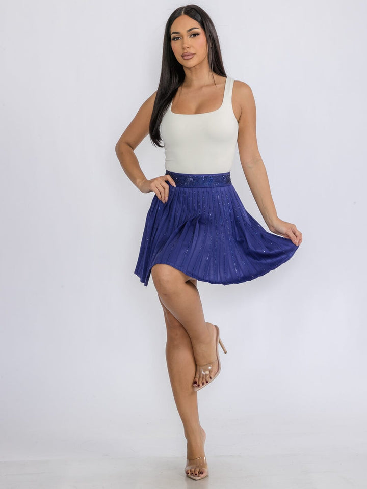 WOMEN'S ZIP UP FIT & FLARE SEQUINS MINI SKORT