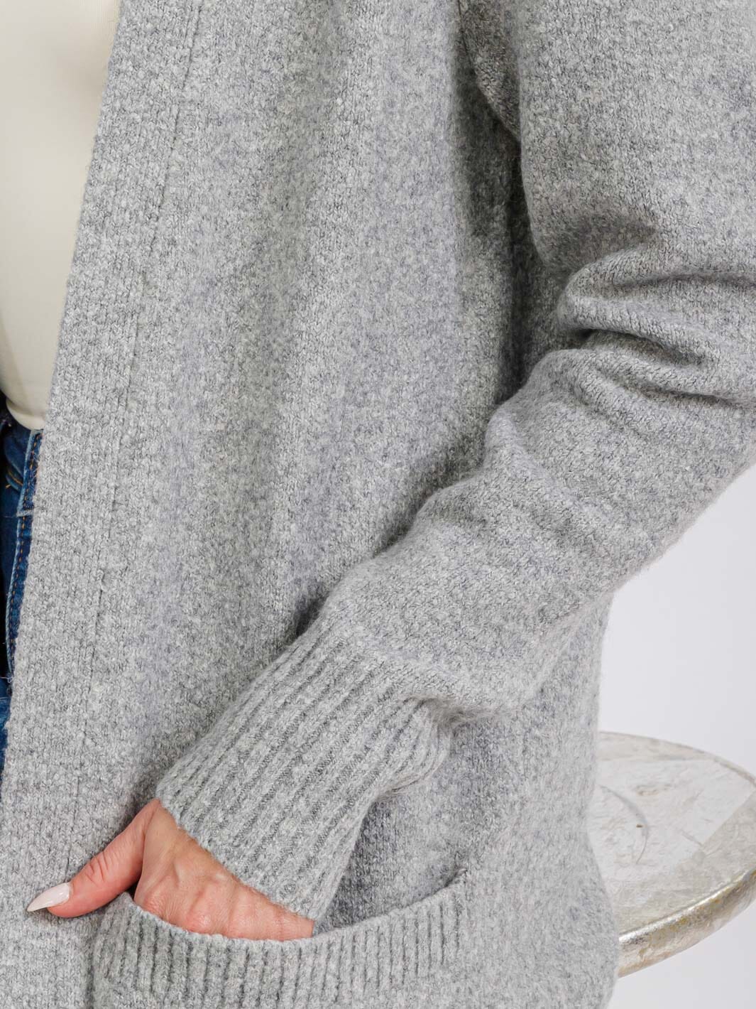 WOMEN'S LONG SLEEVE OPEN FRONT POCKETS CARDIGAN