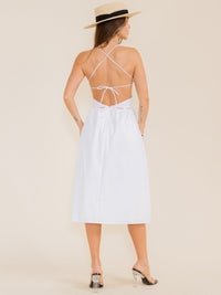 WOMEN'S SLEEVELESS OPEN BACK KEY HOLE MIDI DRESS