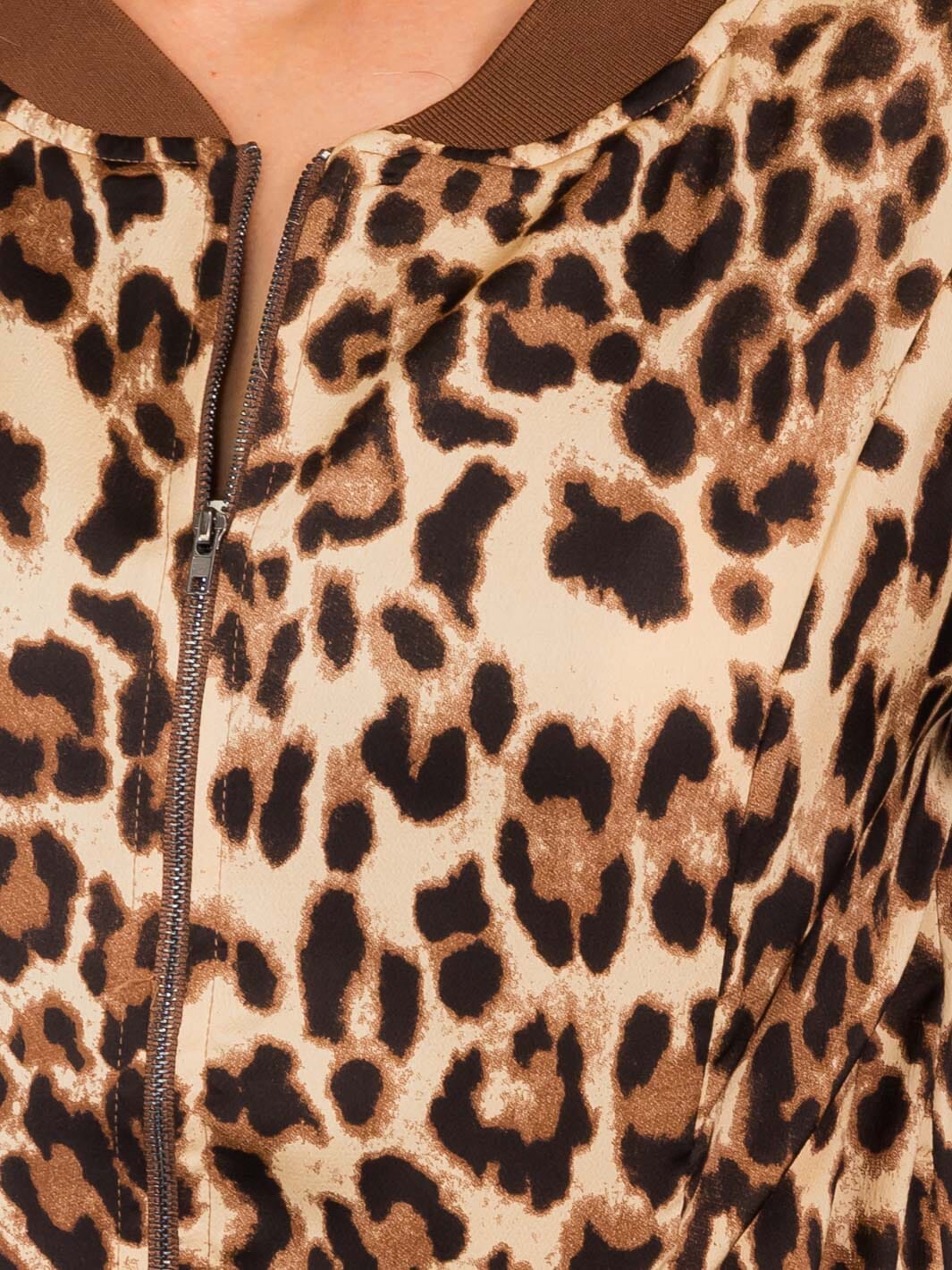 WOMEN'S LONG SLEEVES ZIP UP COLORBLOCK ANIMAL PRINT JACKET