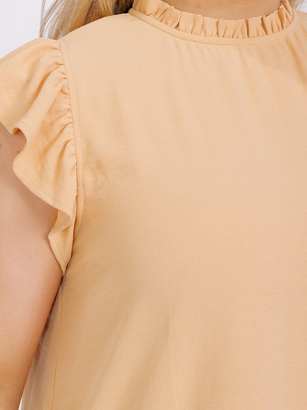 PLUS SIZE RUFFLE SLEEVE SOLID BLOUSE