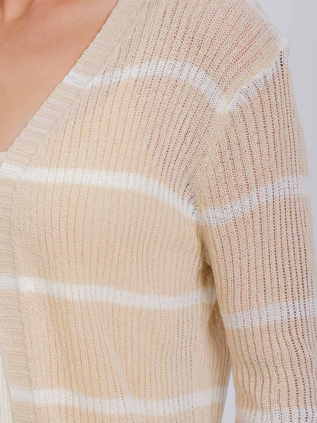 WOMEN'S LONG SLEEVE OPEN COLORBLOCK STRIPES KNIT CARDIGAN