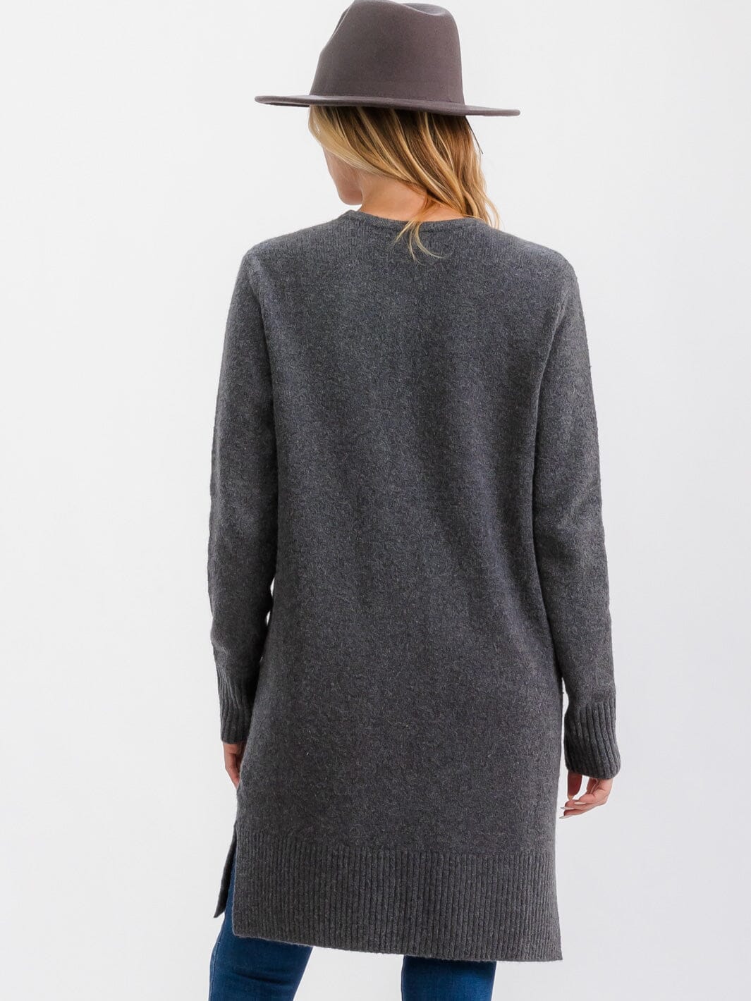 WOMEN'S LONG SLEEVE OPEN FRONT POCKETS CARDIGAN
