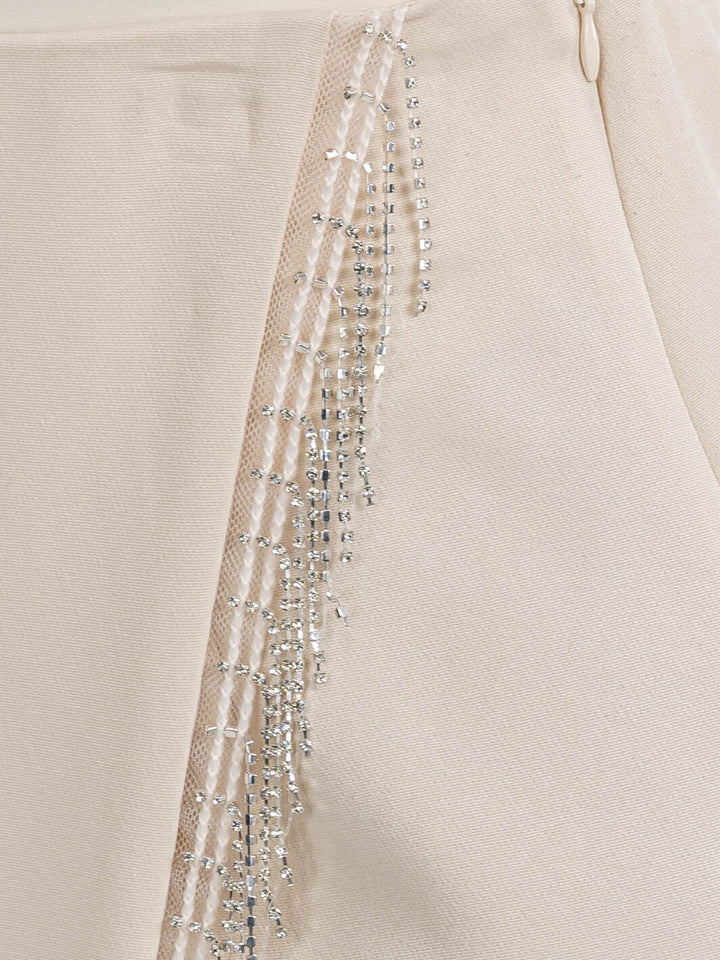 WOMEN'S ZIP UP STUD FRINGE DETAILED MINI SKORT