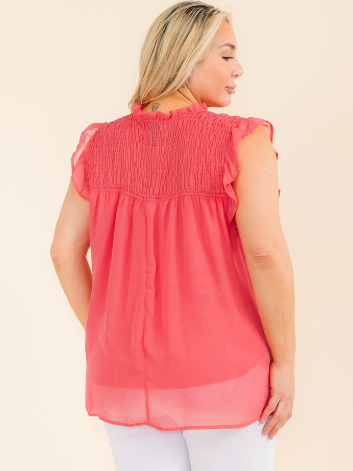PLUS SIZE SLEEVELESS RUCHED TUNIC BLOUSE