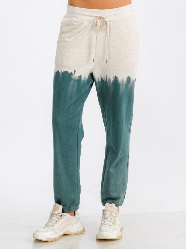 WOMEN'S ELASTIC WAIST FRONT POCKET COLORBLOCK SWEATPANTS