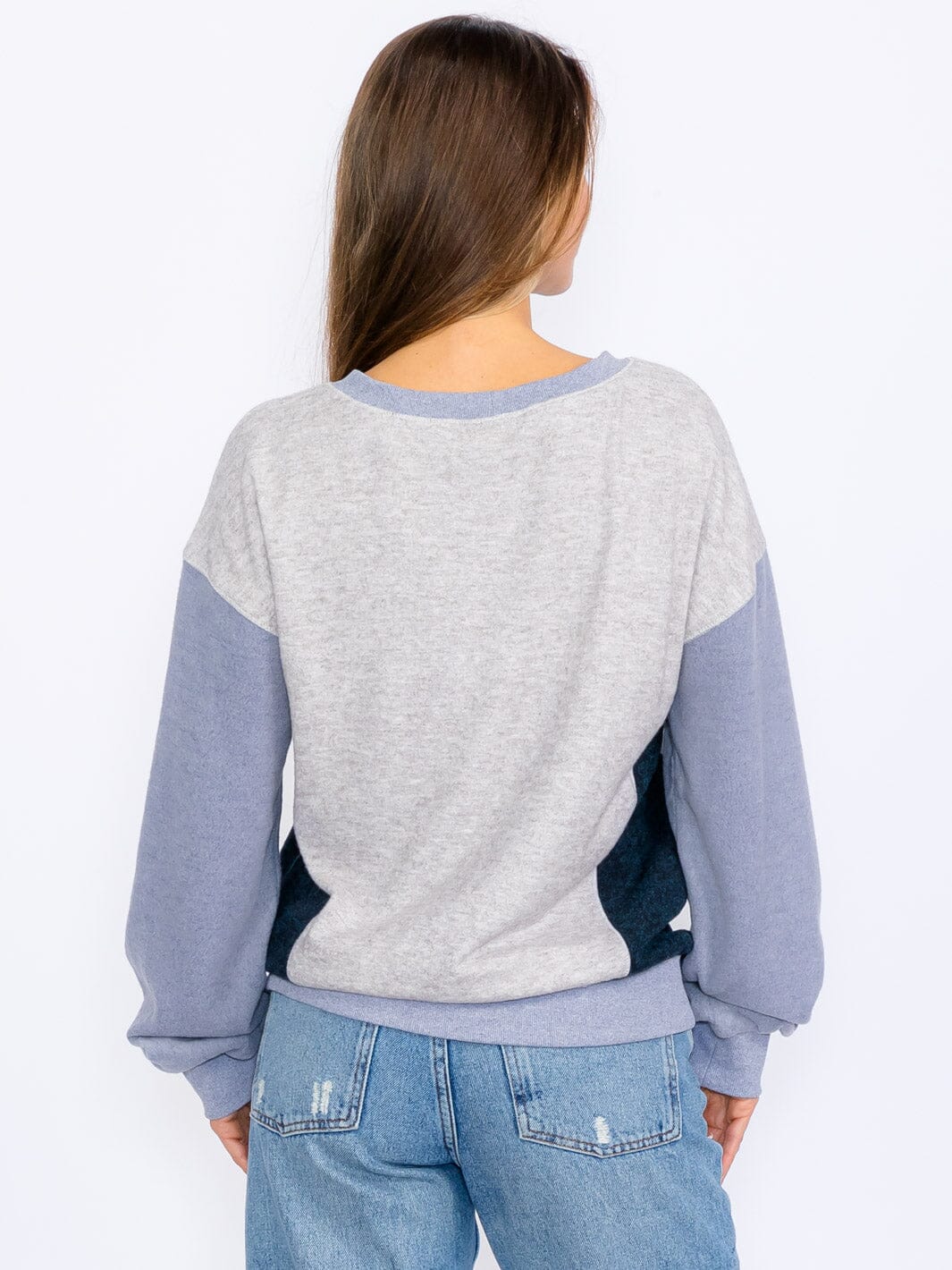 WOMEN'S LONG SLEEVES COLORBLOCK TOP