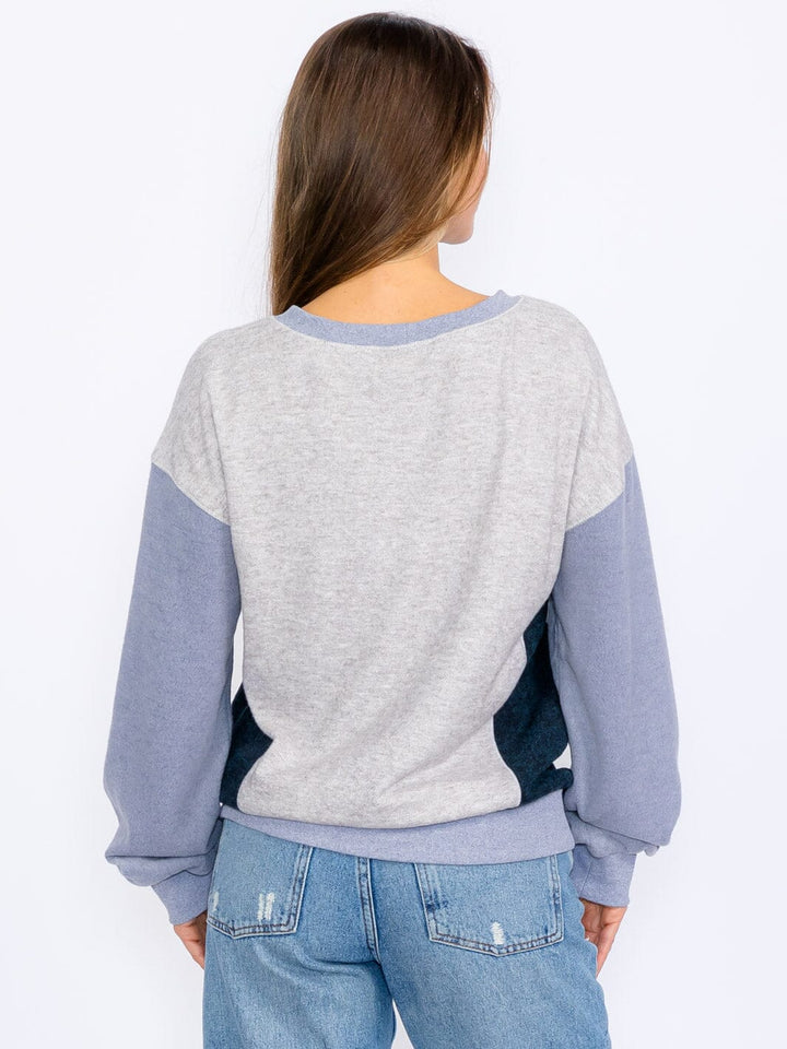 WOMEN'S LONG SLEEVES COLORBLOCK TOP