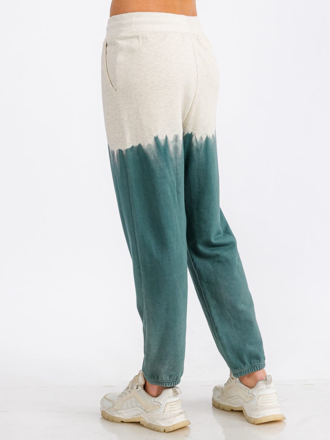 WOMEN'S ELASTIC WAIST FRONT POCKET COLORBLOCK SWEATPANTS