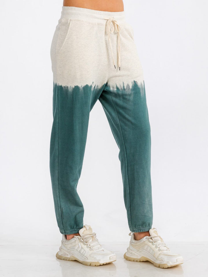 WOMEN'S ELASTIC WAIST FRONT POCKET COLORBLOCK SWEATPANTS