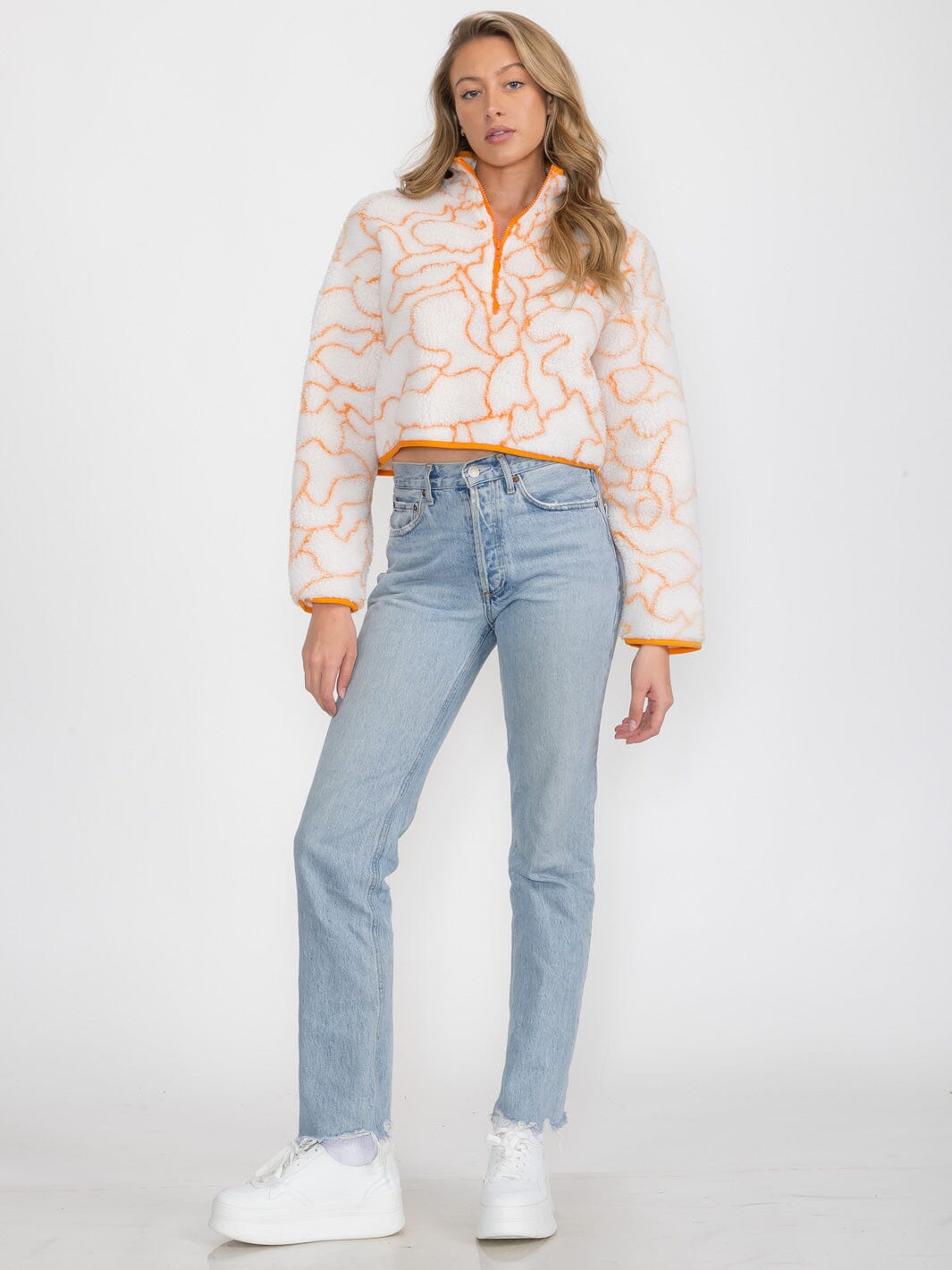 WOMEN'S LONG SLEEVE ZIP UP COLORBLOCK PULLOVER SWEATER