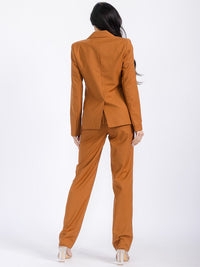 WOMEN'S SLEEVELESS CROP TOP WITH LONG SLEEVE BLAZER & BUTTON CLOSURE PANTS SOLID 3PC. SET