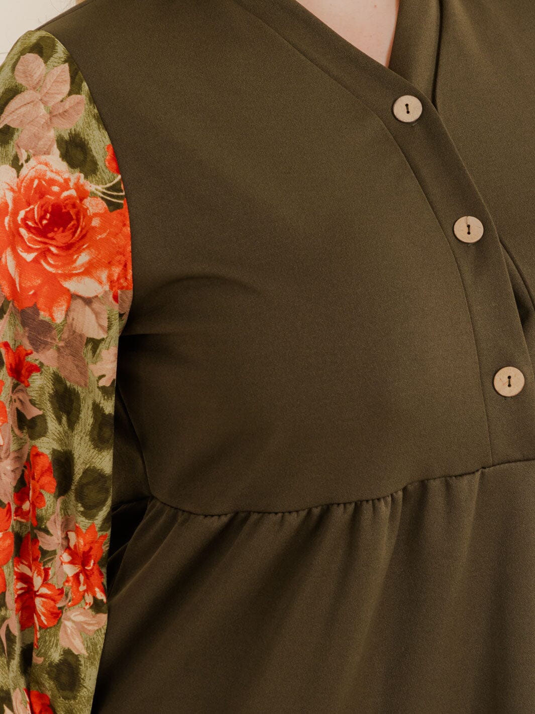 PLUS SIZE 3/4 SLEEVE FRONT POCKETS ANIMAL PRINT COLORBLOCK MAXI DRESS