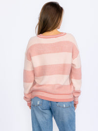 WOMEN'S LONG SLEEVES PULLOVER COLORBLOCK STRIPES SWEATER
