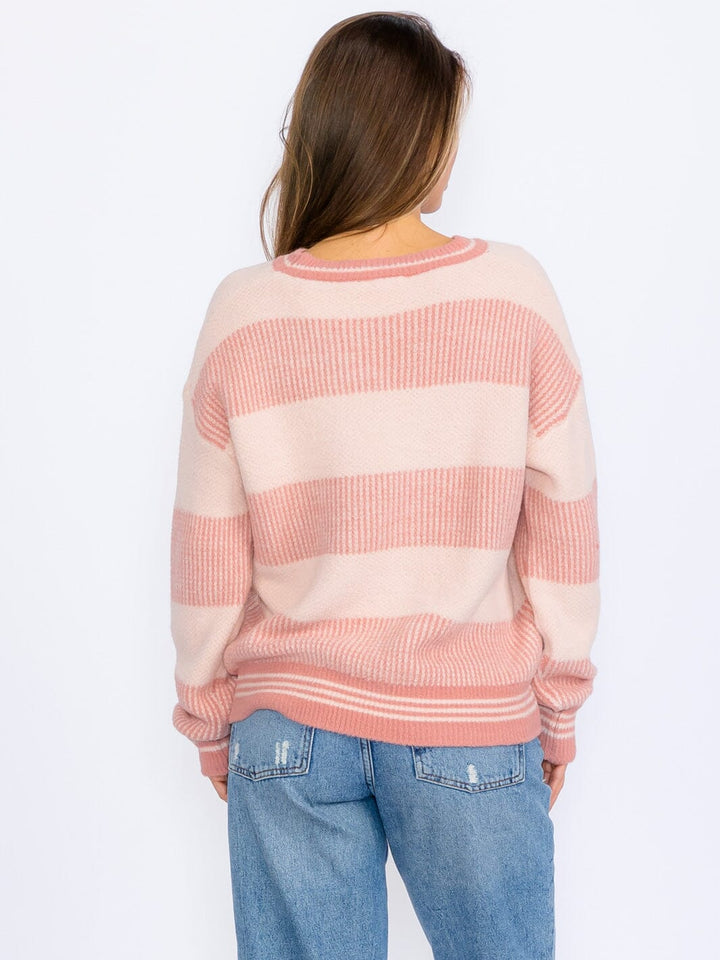 WOMEN'S LONG SLEEVES PULLOVER COLORBLOCK STRIPES SWEATER