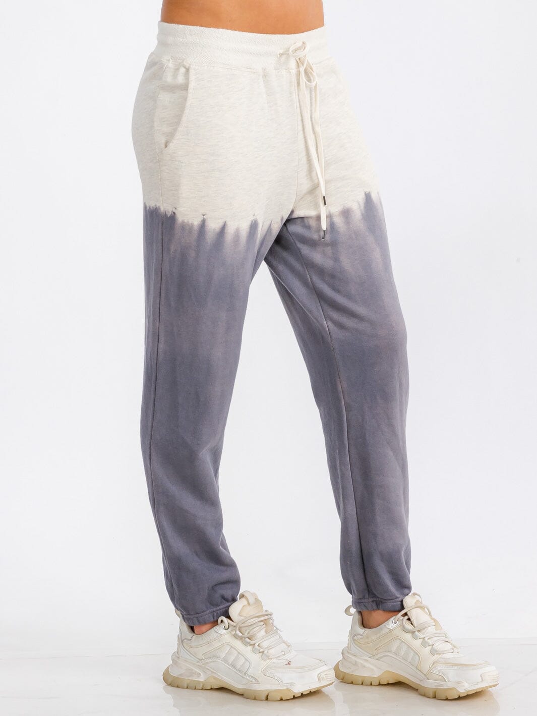 WOMEN'S ELASTIC WAIST FRONT POCKET COLORBLOCK SWEATPANTS