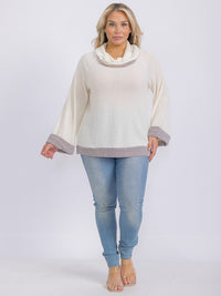 PLUS SIZE LONG SLEEVE TURTLE NECK PULLOVER SWEATER