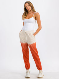 WOMEN'S ELASTIC WAIST FRONT POCKET COLORBLOCK SWEATPANTS
