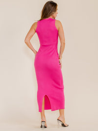 WOMEN'S SLEEVELESS V-NECK RIBBED BODYCON MAXI DRESS
