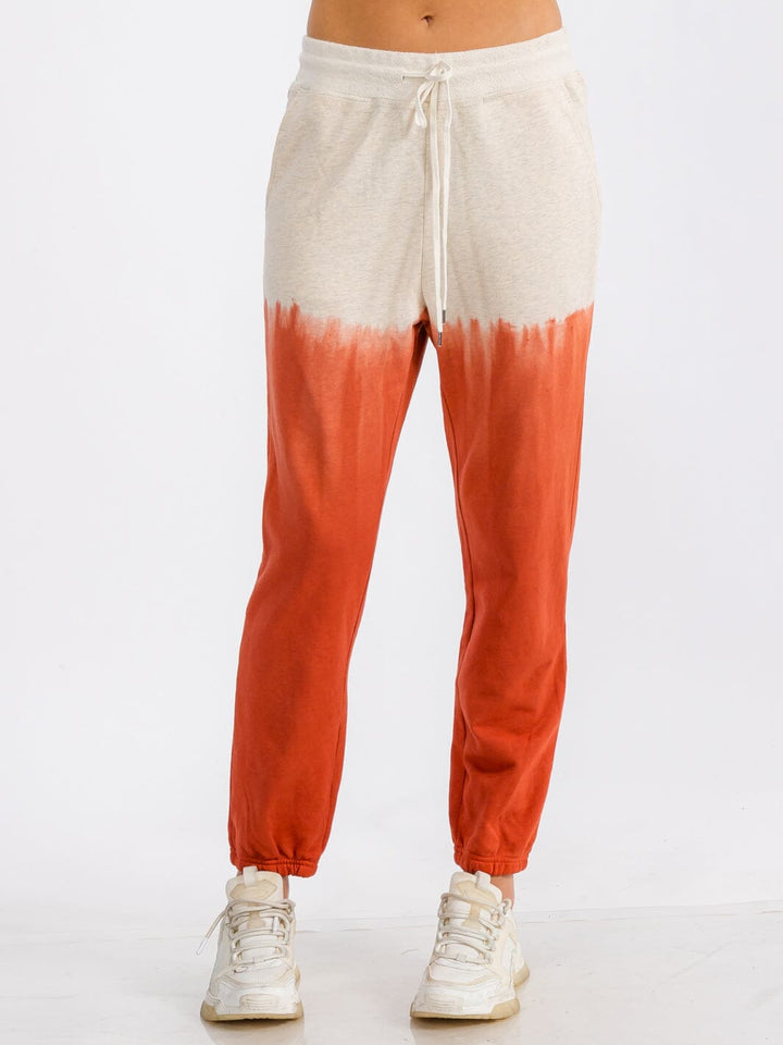 WOMEN'S ELASTIC WAIST FRONT POCKET COLORBLOCK SWEATPANTS