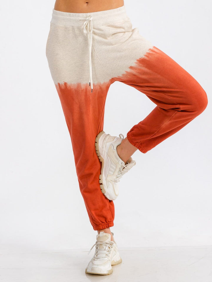 WOMEN'S ELASTIC WAIST FRONT POCKET COLORBLOCK SWEATPANTS